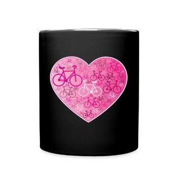 Artistic Cycling, Artistic Cycling, Indoor Cycling, Heart Pink - Full Colour Mug - black - Front