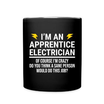 Funny Apprentice Electrician Co-Worker T-Shirt - Full Colour Mug - black - Front