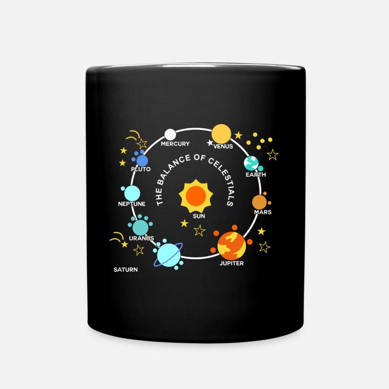 Planets Solar Graphic Planets Solar System Stars - Full Colour Mug - black