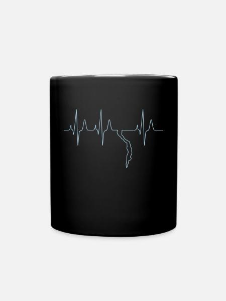 Free diving freediver heartbeat - Full Colour Mug - black