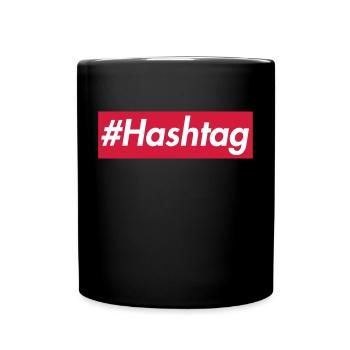 #Hashtag -Sup reme design, police blanche, boîte rouge - Mug uni - noir - Devant