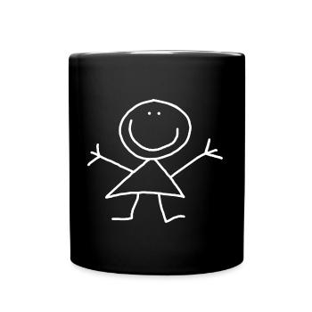 Strichmännchen - Tasse einfarbig - Schwarz - Vorne