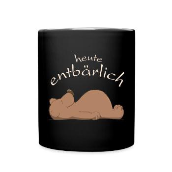 flauschiger, knuffiger Bär - Tasse einfarbig - Schwarz - Vorne