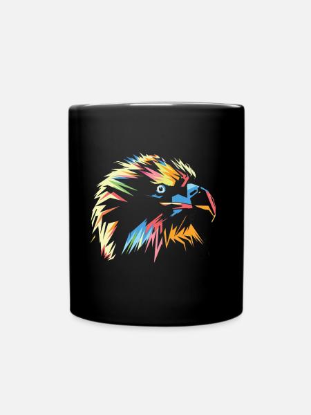 Falke in Bunt - Tasse einfarbig - Schwarz