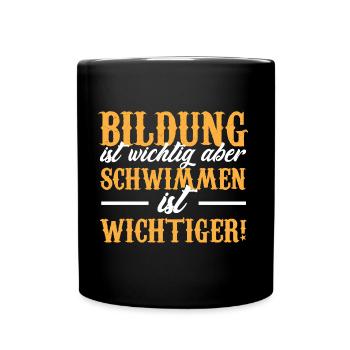 Schwimmsport Shirt · BILDUNG · Geschenk - Tasse einfarbig - Schwarz - Vorne