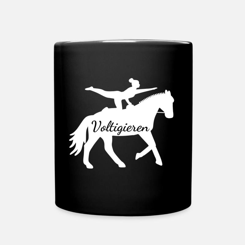 Weißes Pferd mit Voltigierer - Voltigieren Pferd - Tasse einfarbig - Schwarz