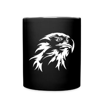 Adler Illustration Kopf Portrait Kunst Natur Tiere - Tasse einfarbig - Schwarz - Vorne
