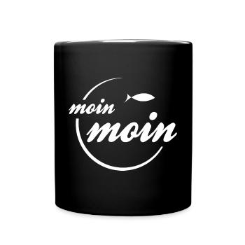 moin moin hamburg küste ostsee mojn rostock - Tasse einfarbig - Schwarz - Vorne