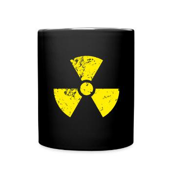 Yellow radioactive, radioactivity symbol - Full Colour Mug - black - Front