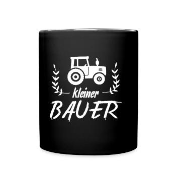 Kleiner Bauer mit Traktor - Tasse einfarbig - Schwarz - Vorne