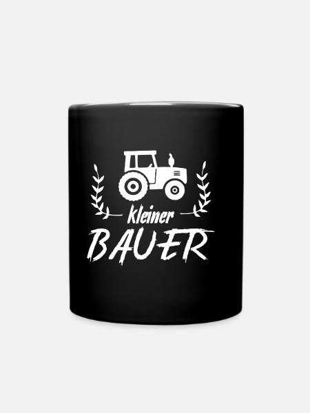 Kleiner Bauer mit Traktor - Tasse einfarbig - Schwarz