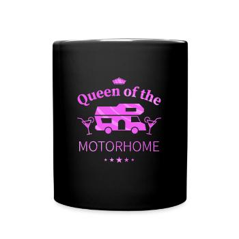 Königin des Wohnmobils - Geschenk für Camping Frau - Tasse einfarbig - Schwarz - Vorne