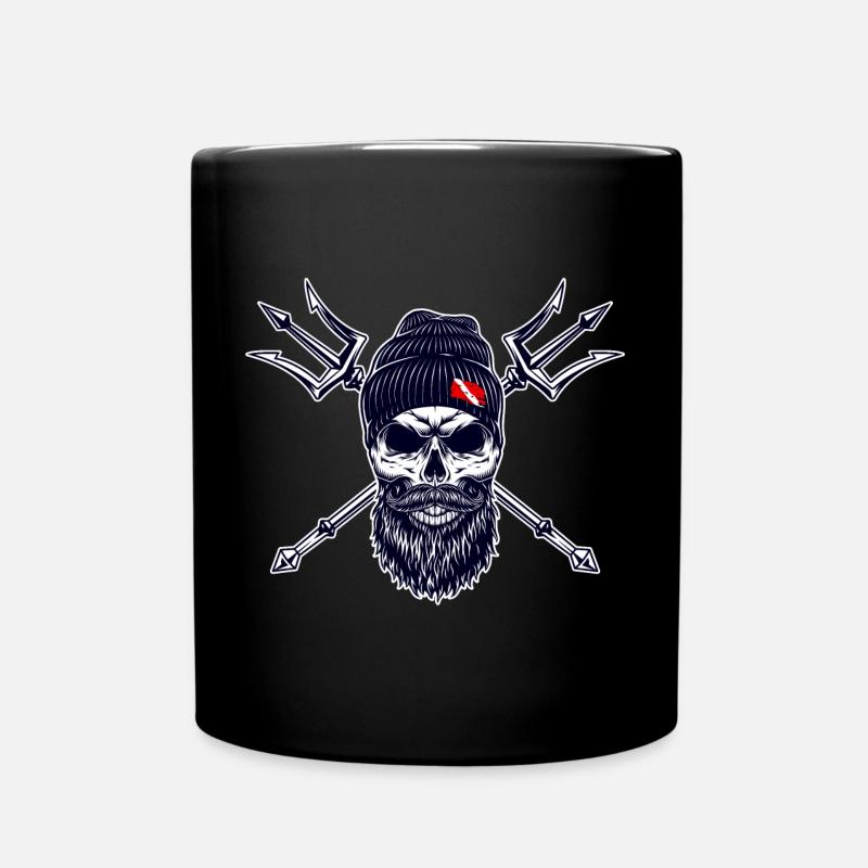 Plongeur Barbu Trident Drapeau Plongée sur Bonnet - Mug uni - noir