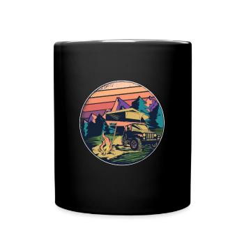 Roof Tent - Outdoor Nature Camping Mountains Campervan - Full Colour Mug - black - Front