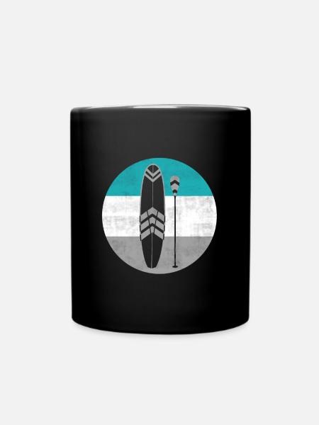 SUP Board & Paddel - Stand-Up Paddle Paddling - Full Colour Mug - black