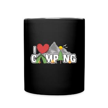 I love Camping - Camper Outdoor Geschenk Natur - Tasse einfarbig - Schwarz - Vorne