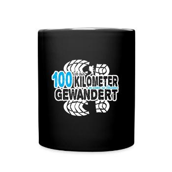 100 Kilometer GEWANDERT Marsch Geschenk Wandern - Tasse einfarbig - Schwarz - Vorne