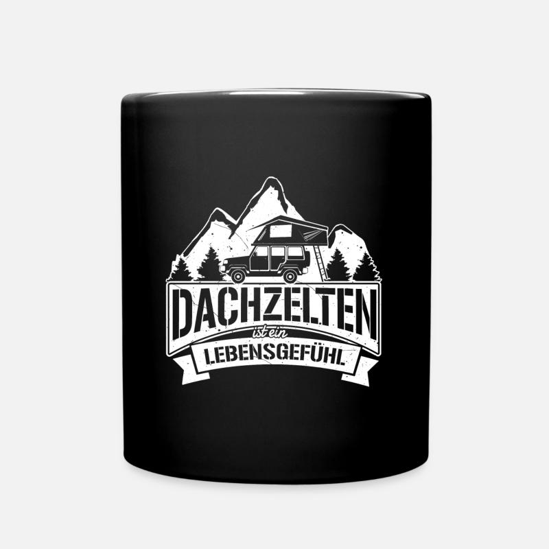 Dachzelt Dachzelten Natur Camper Camping Geschenk - Tasse einfarbig - Schwarz