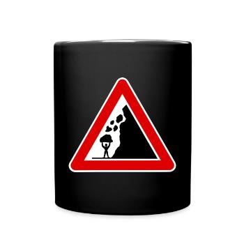 falling rocks, funny road sign bodybuilding - Full Colour Mug - black - Front