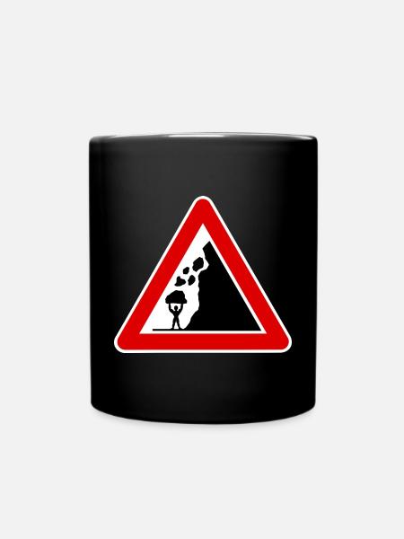 chutes de pierres, panneau de signalisation drôle musculation - Mug uni - noir