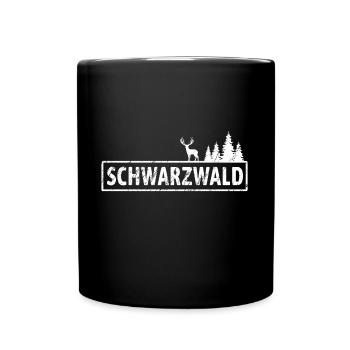 Schwarzwald - Geschenkidee für Urlauber & Wanderer - Tasse einfarbig - Schwarz - Vorne