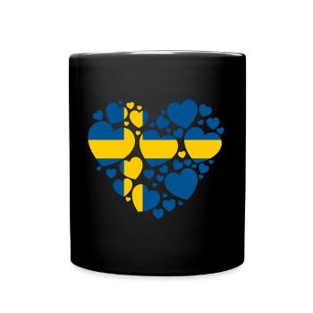 SWEDEN FLAG HEARTS LOVE - Full Colour Mug - black - Front