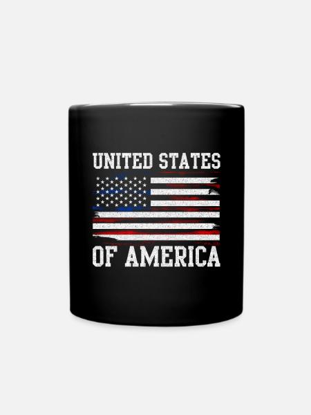Distressed United States Flag - Full Colour Mug - black