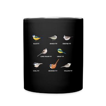 A collection of tit birds | Blue tit, great tit - Full Colour Mug - black - Front