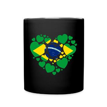 BRASILIEN FAHNE HERZEN LIEBE - Tasse einfarbig - Schwarz - Vorne