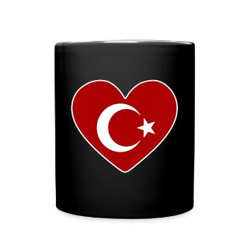 Coeur comme drapeau turc - Mug uni - noir - Devant