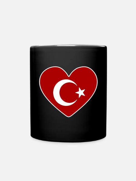 Coeur comme drapeau turc - Mug uni - noir