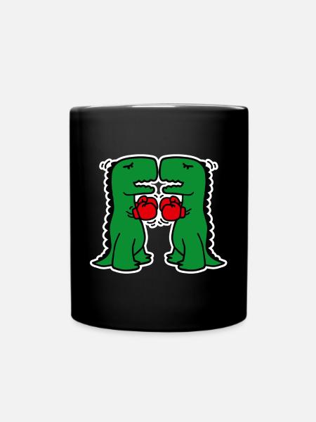 Dinosaures de boxe drôle école de boxe dessin animé enfants - Mug uni - noir