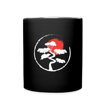 Enso Cirle Bonsai Tree Japanese Zen Gift - Full Colour Mug - black - Front