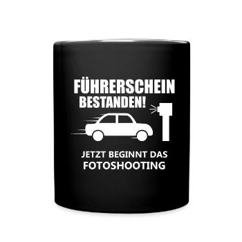 Führerschein bestanden Spruch Geschenk - Tasse einfarbig - Schwarz - Vorne