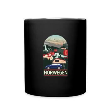 Roof tent travel Norway gift camping holiday - Full Colour Mug - black - Front