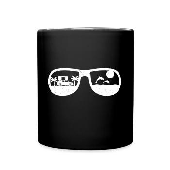 Dachzelten Camping | Geschenk Camper Sonnenbrille - Tasse einfarbig - Schwarz - Vorne