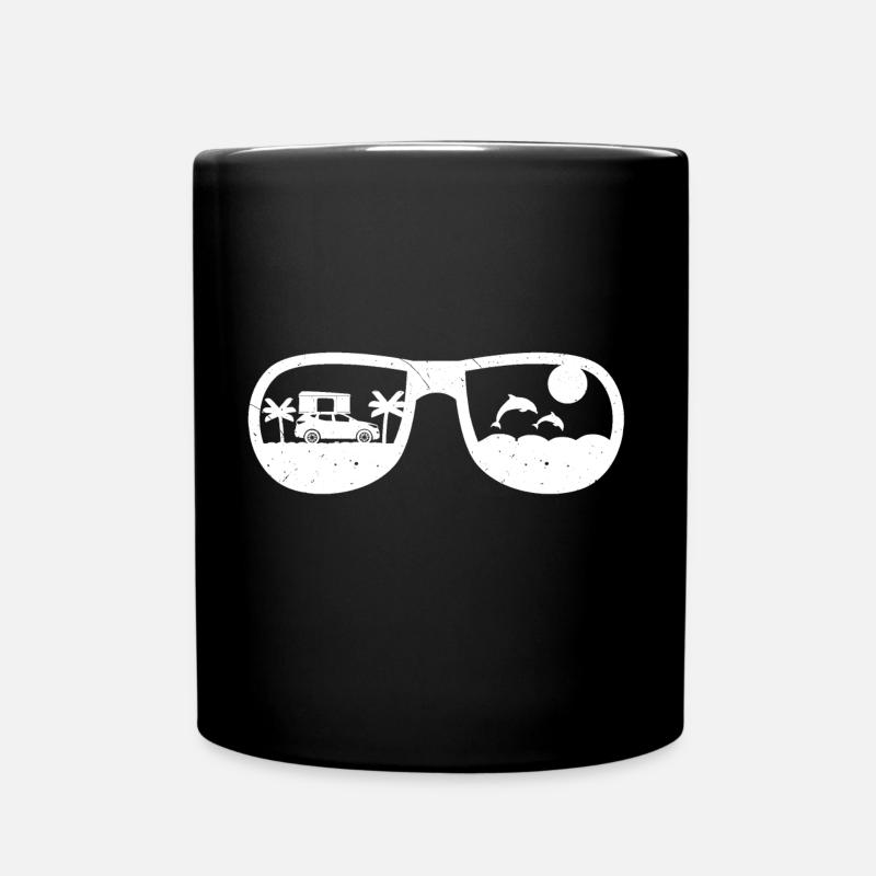 Tentes de toit camping | Lunettes de soleil de campeur cadeaux - Mug uni - noir