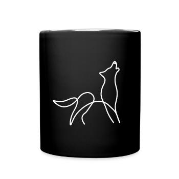 line art wolf - Full Colour Mug - black - Front
