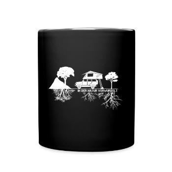 Dachzelt Camper | "In der Natur verwurzelt" 4x4 - Tasse einfarbig - Schwarz - Vorne