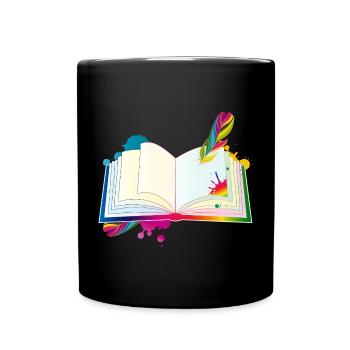 motley diary with quill pen and blobs - Full Colour Mug - black - Front