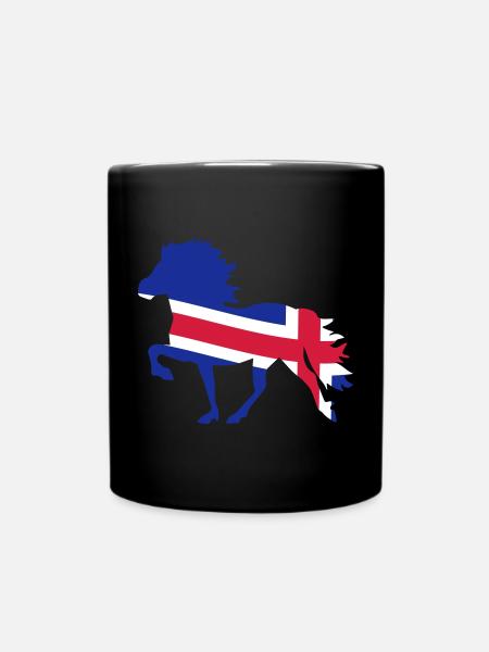 Islandpferd Flagge - Tasse einfarbig - Schwarz