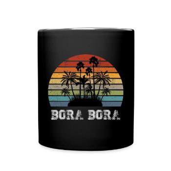 Bora Bora Vintage Design mit Palmen / Geschenk - Tasse einfarbig - Schwarz - Vorne