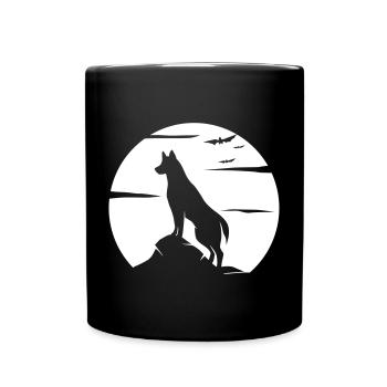 loup, pleine lune, halloween, loup-garou, nuit, hurler, chien - Mug uni - noir - Devant