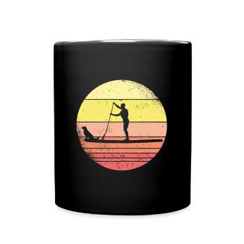 SUP with Dog Paddle Sport Stand Up Paddling - Full Colour Mug - black - Front