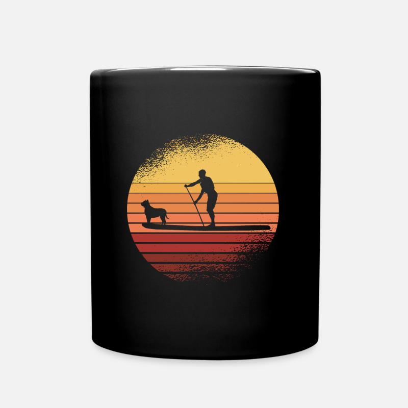 SUP mit Hund | Geschenkidee für Stand Up Paddling - Tasse einfarbig - Schwarz