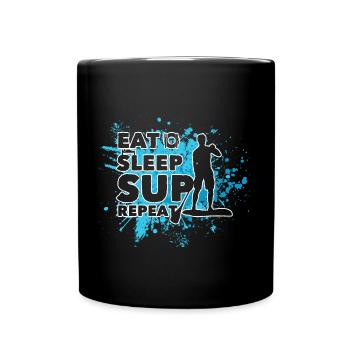 Eat. Sleep. Sup. Repeat Gift Stand Up Paddler - Full Colour Mug - black - Front
