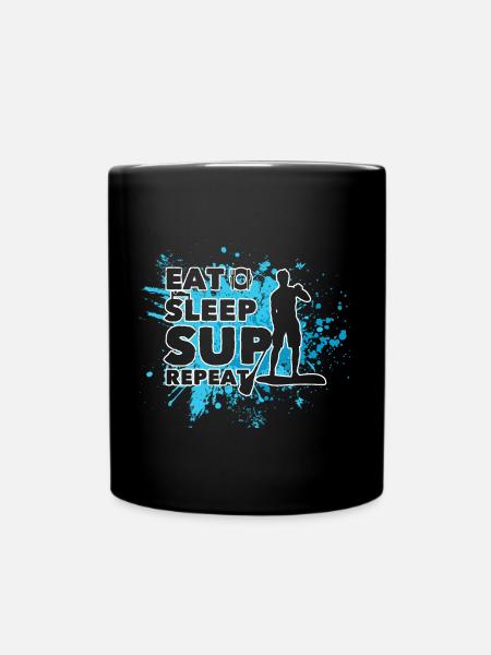 Eat. Sleep. SUP. Repeat Geschenk Stand Up Paddler - Tasse einfarbig - Schwarz