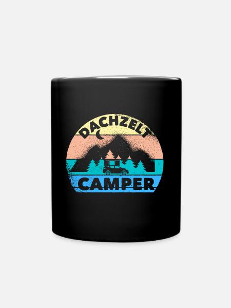 Dachzelt Camper | Hartschalendachzelt Geschenk - Tasse einfarbig - Schwarz