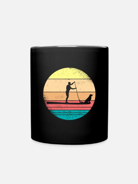 SUP mit Hund | Stand Up Paddling Hunde Geschenk - Tasse einfarbig - Schwarz