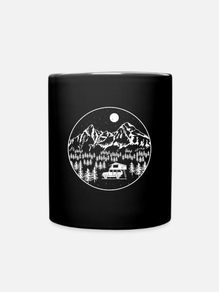 Dachzelt Camper Natur Outdoor Geschenkidee - Tasse einfarbig - Schwarz